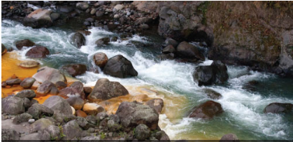 A river in Costa Rica tinted yellow by sulfer