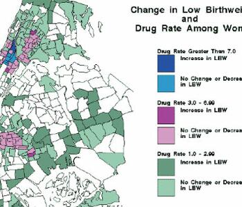 a graph showing the relationship between low birthweight and drugs among women