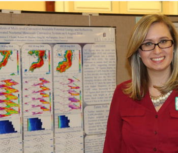 A Student in front of her research